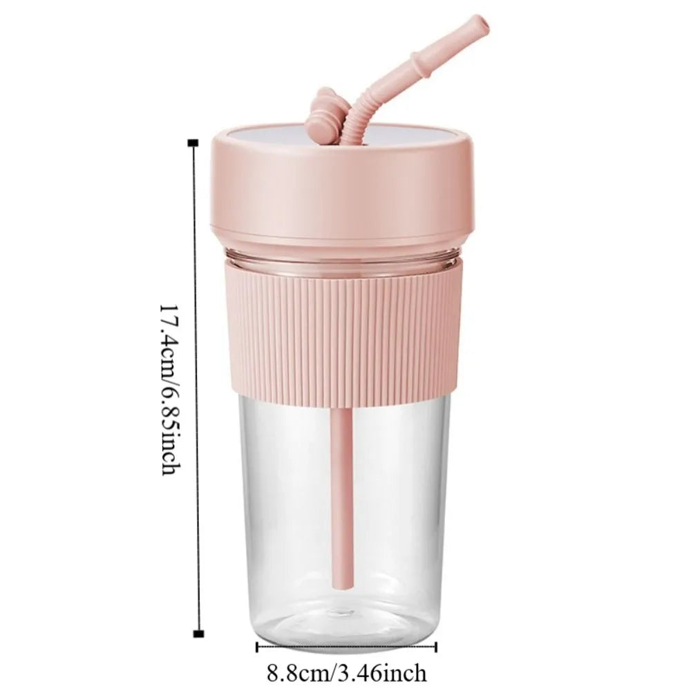 Portable Wireless Electric Fruit Juicer Cup Handheld 350 ML Juice Blender Cup Transparent with Straw Smoothie Mixer Cup Home