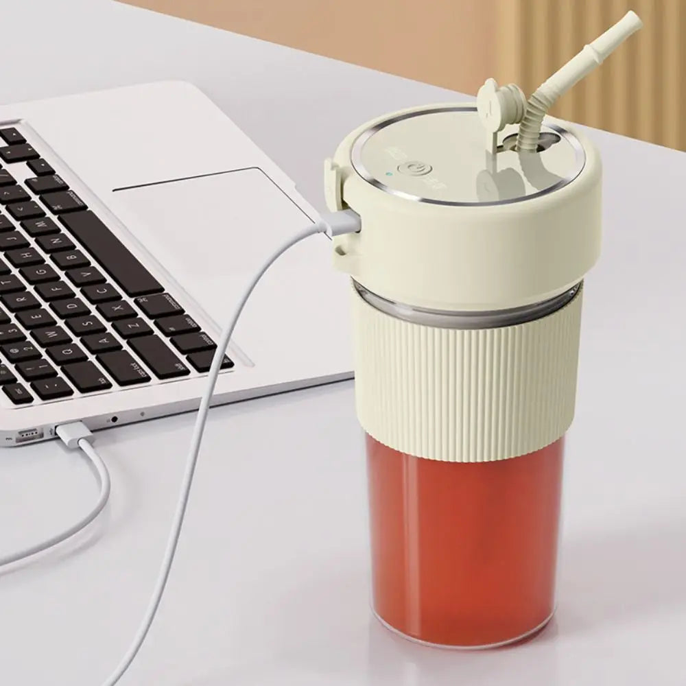 Wireless Electric Fruit Juicer Cup 350 ML Handheld Juice Mixer Cup with Straw USB Rechargeable Juice Blender Cup Office