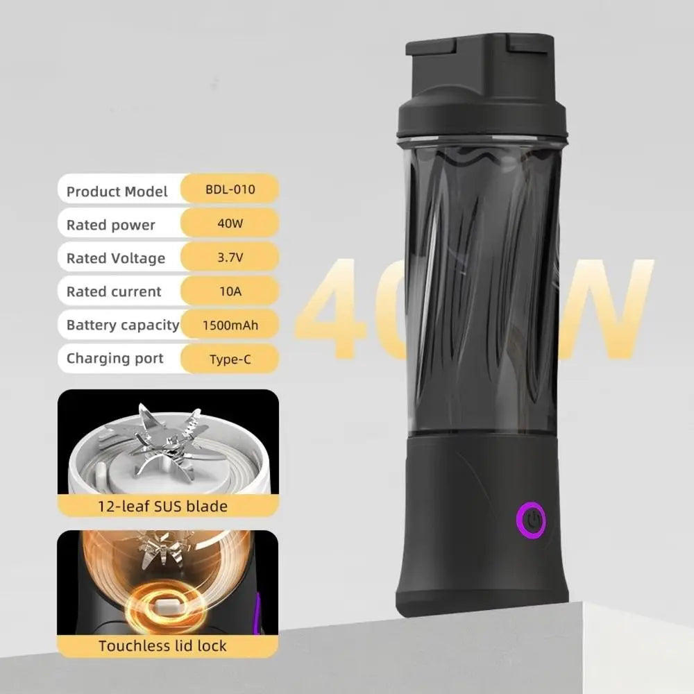 450ML Capacity Mini Blender Cup USB Charging Plastic Auto Juicing Cup Small Cordless Electric Fruit Juicer Food Processing