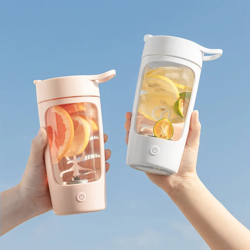 Portable Fitness Sport Bottle USB Rechargable Electric Protein Shaker Bottle 650ml Automatic Blender Cup Gym Workout Mixing Cups