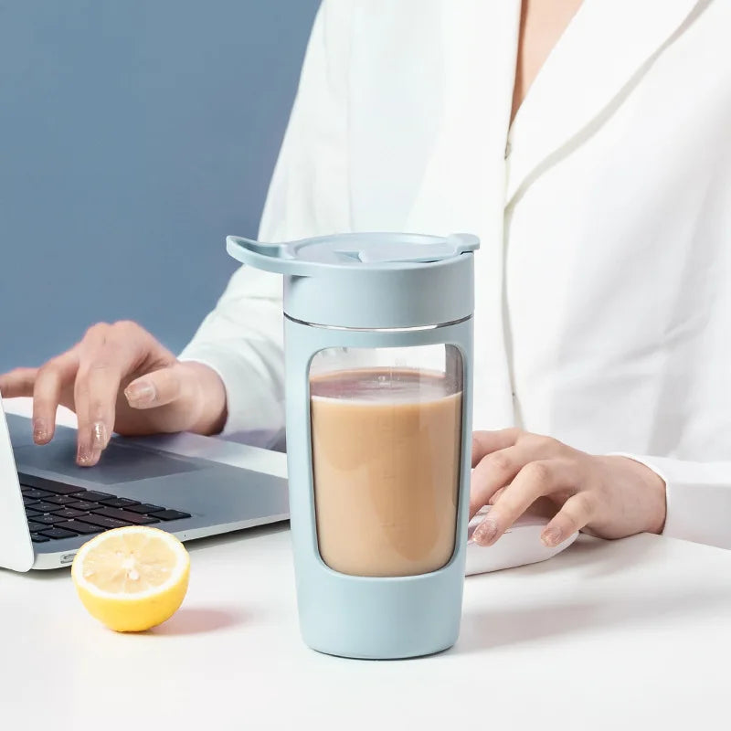 Portable Fitness Sport Bottle USB Rechargable Electric Protein Shaker Bottle 650ml Automatic Blender Cup Gym Workout Mixing Cups