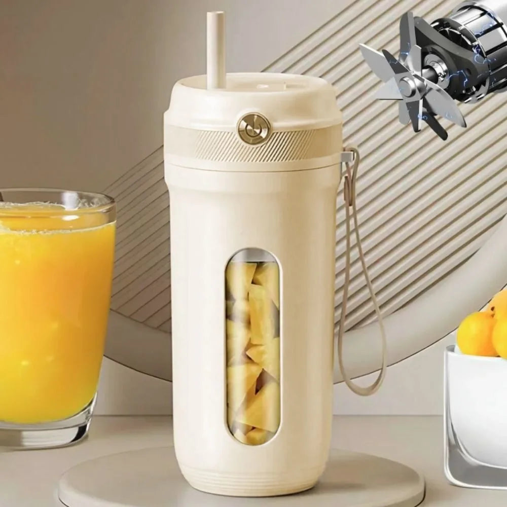 4/10 Blades Fruit Blender Cup with Detachable Straw 350ML Electric Juicer Cup Mini USB Rechargeable Smoothie Maker Cup Office