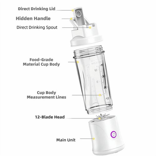 450ML Capacity Mini Blender Cup USB Charging Plastic Auto Juicing Cup Small Cordless Electric Fruit Juicer Food Processing
